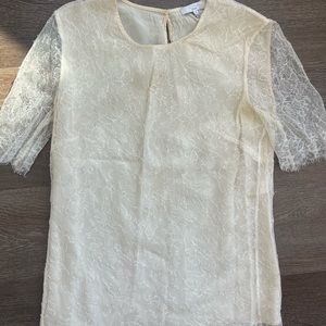 Adam Lippes Lace Silk Lined Overlay Blouse